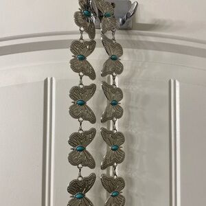 Silver Turquoise Chain Belt Adjustable Butterfly Beaded Bohemian Women